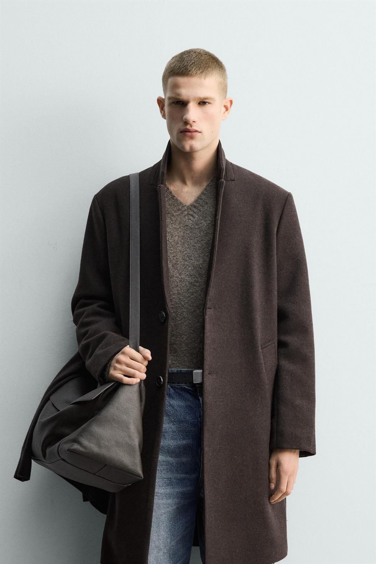 자라 울 블렌드 싱글 코트 레귤러핏 5070/100 BROWN - 상세 이미지 3