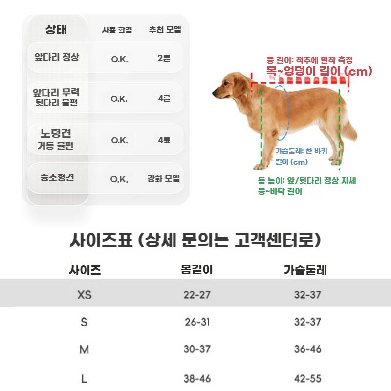 강아지 휠체어 장애견 보행기 뒷다리 걸음 보조 노견 산책 XS 2륜 - 상세 이미지 3