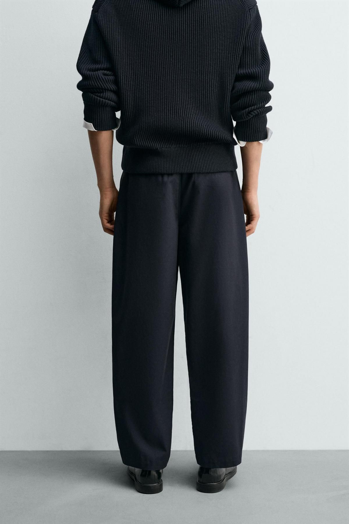 자라 플리츠 릴렉스핏 슬랙스 팬츠 1195/301 DARK NAVY - 상세 이미지 3