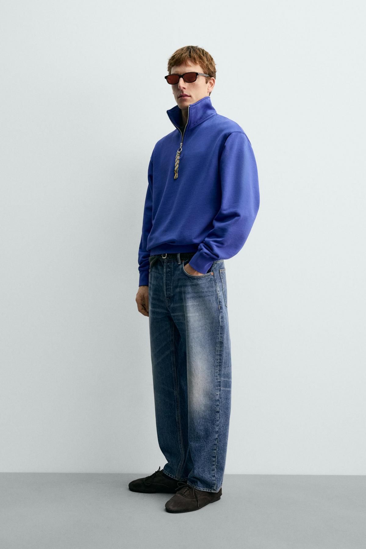 자라 지퍼넥 블루 스웨트셔츠 X 아론 레빈 3443/374 BLUISH - 상세 이미지 5