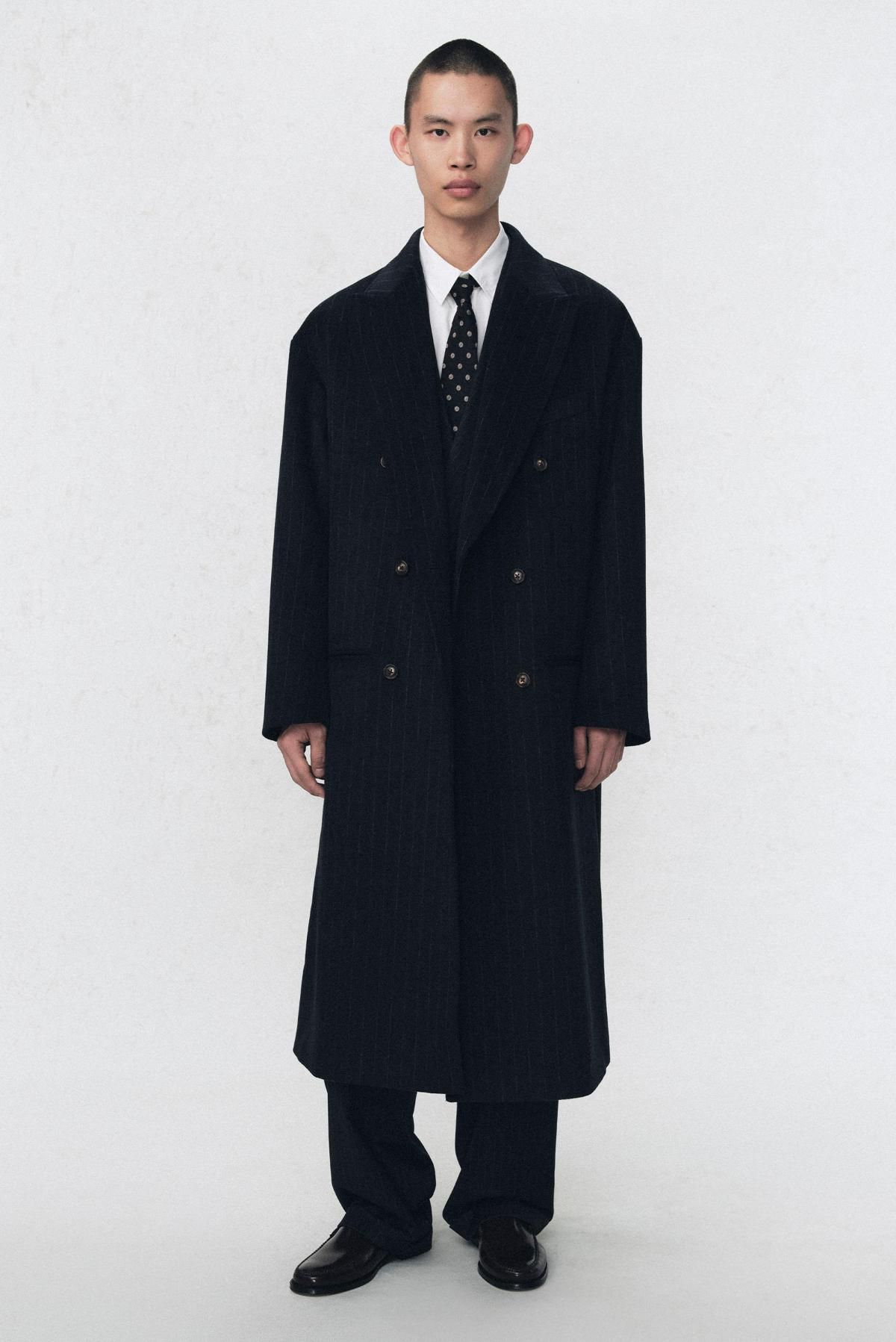 자라 핀스트라이프 더블 코트 X 소시오츠키 7380/652 NAVY BLUE - 상세 이미지 2
