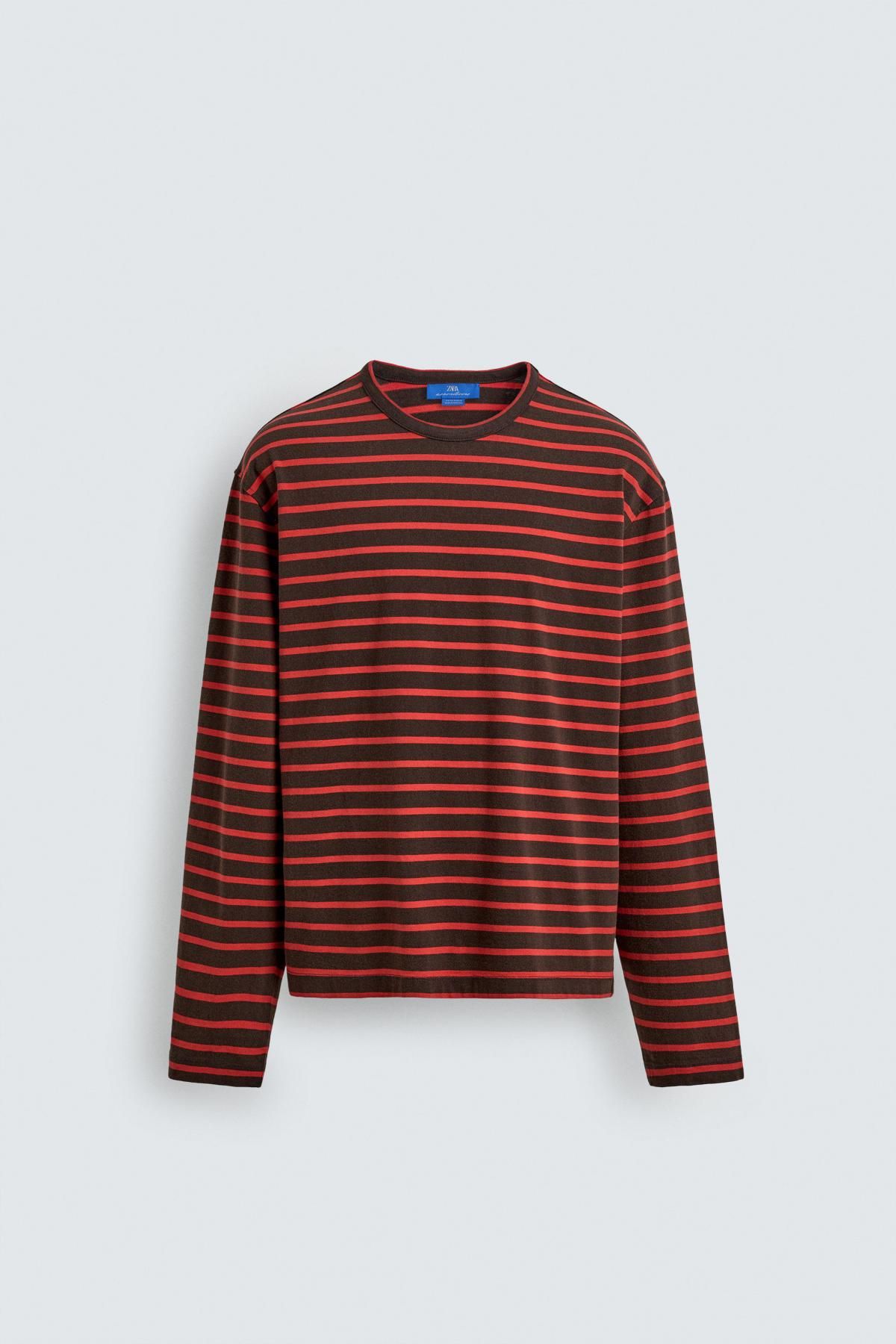 자라 스트라이프 자카드 티셔츠 X 아론 레빈 1887/324 RED - 메인 이미지