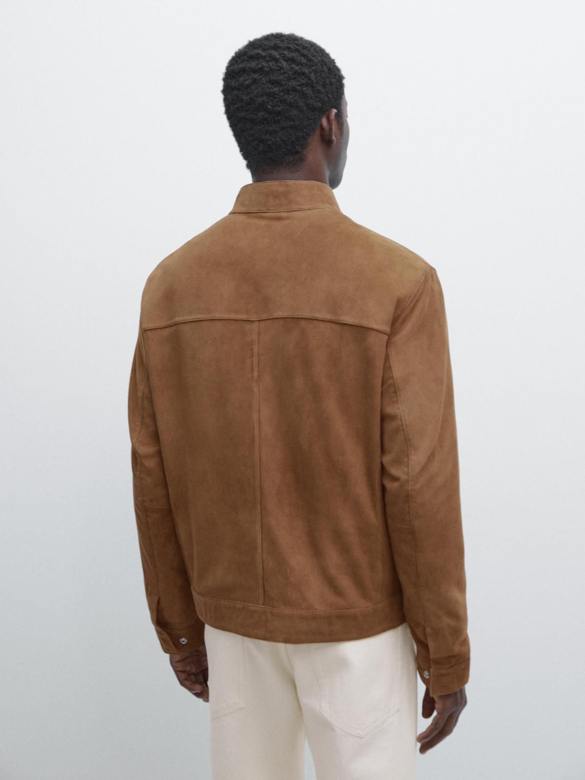 마시모두띠 스웨이드 레더 바이커 집업 재킷 3390/461 OCHRE - 상세 이미지 4