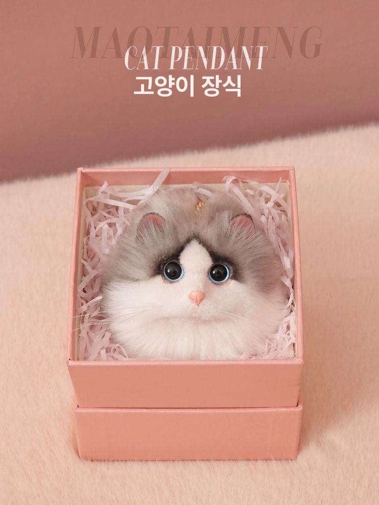 귀여운 고양이 인형 백팩 키링 가방 열쇠고리 여자 선물 화이트캣 - 상세 이미지 3