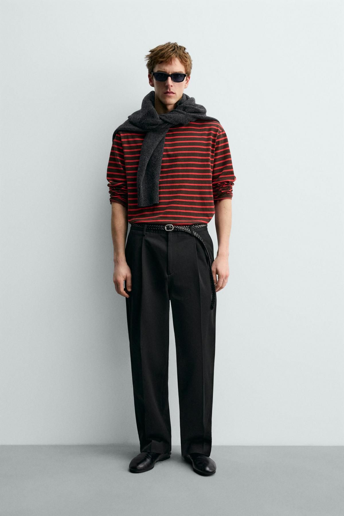 자라 스트라이프 자카드 티셔츠 X 아론 레빈 1887/324 RED - 상세 이미지 2