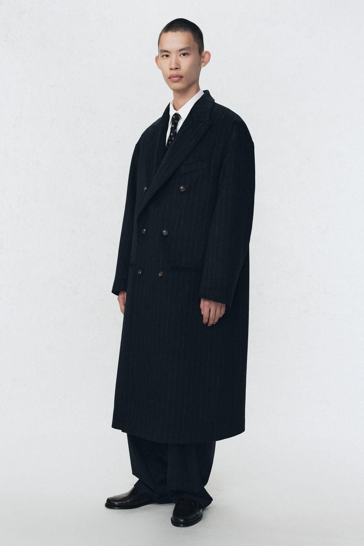 자라 핀스트라이프 더블 코트 X 소시오츠키 7380/652 NAVY BLUE - 상세 이미지 4