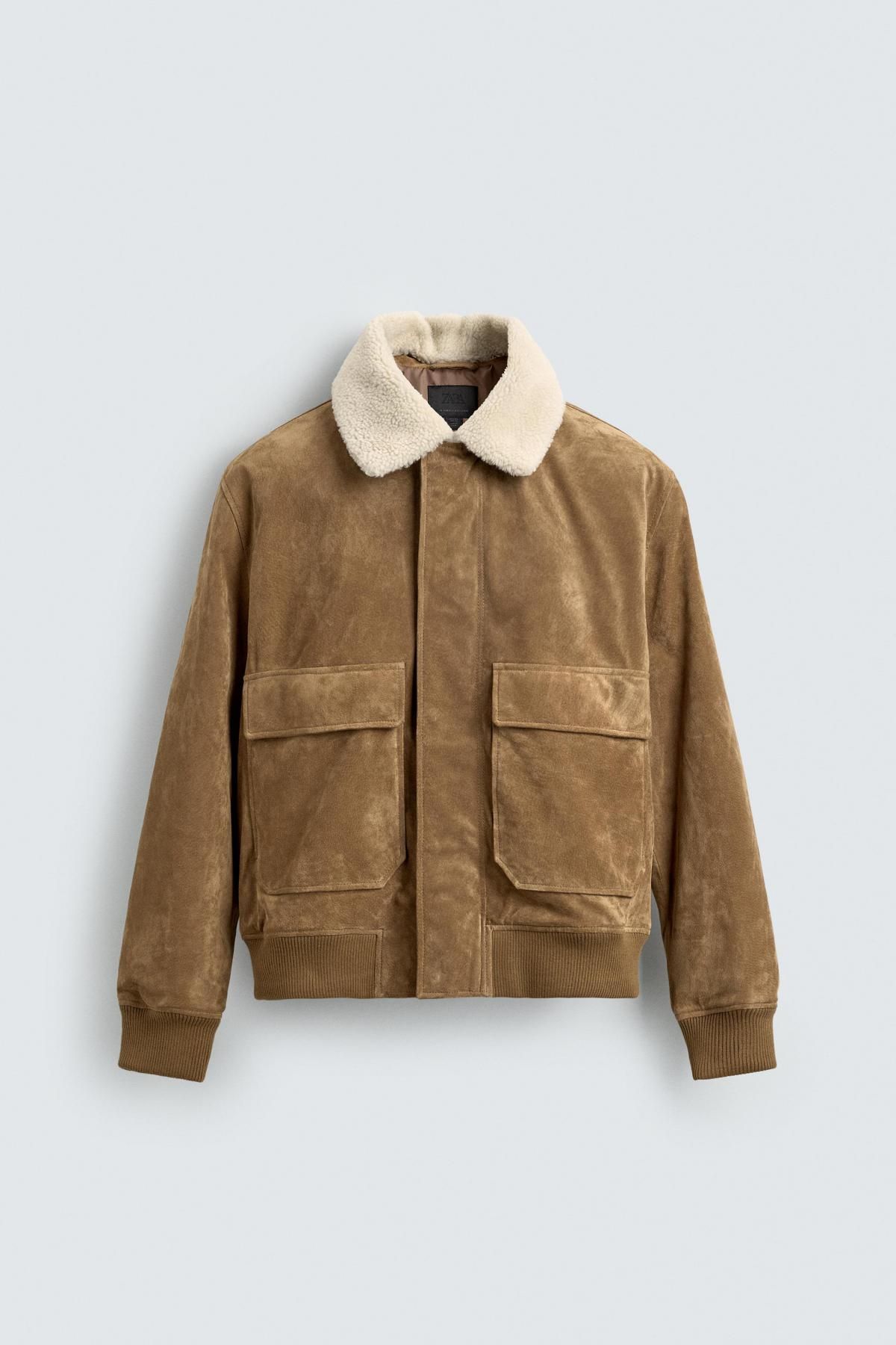 자라 스웨이드 가죽 퍼 카라 재킷 8281/507 BEIGE - 상품 이미지