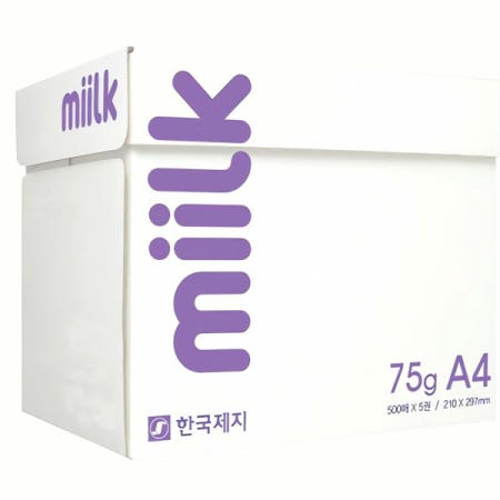 한국제지 밀크 A4 80g 복사용지 2500매 프린터 용지 사무 카피 재사용 출력 문서
