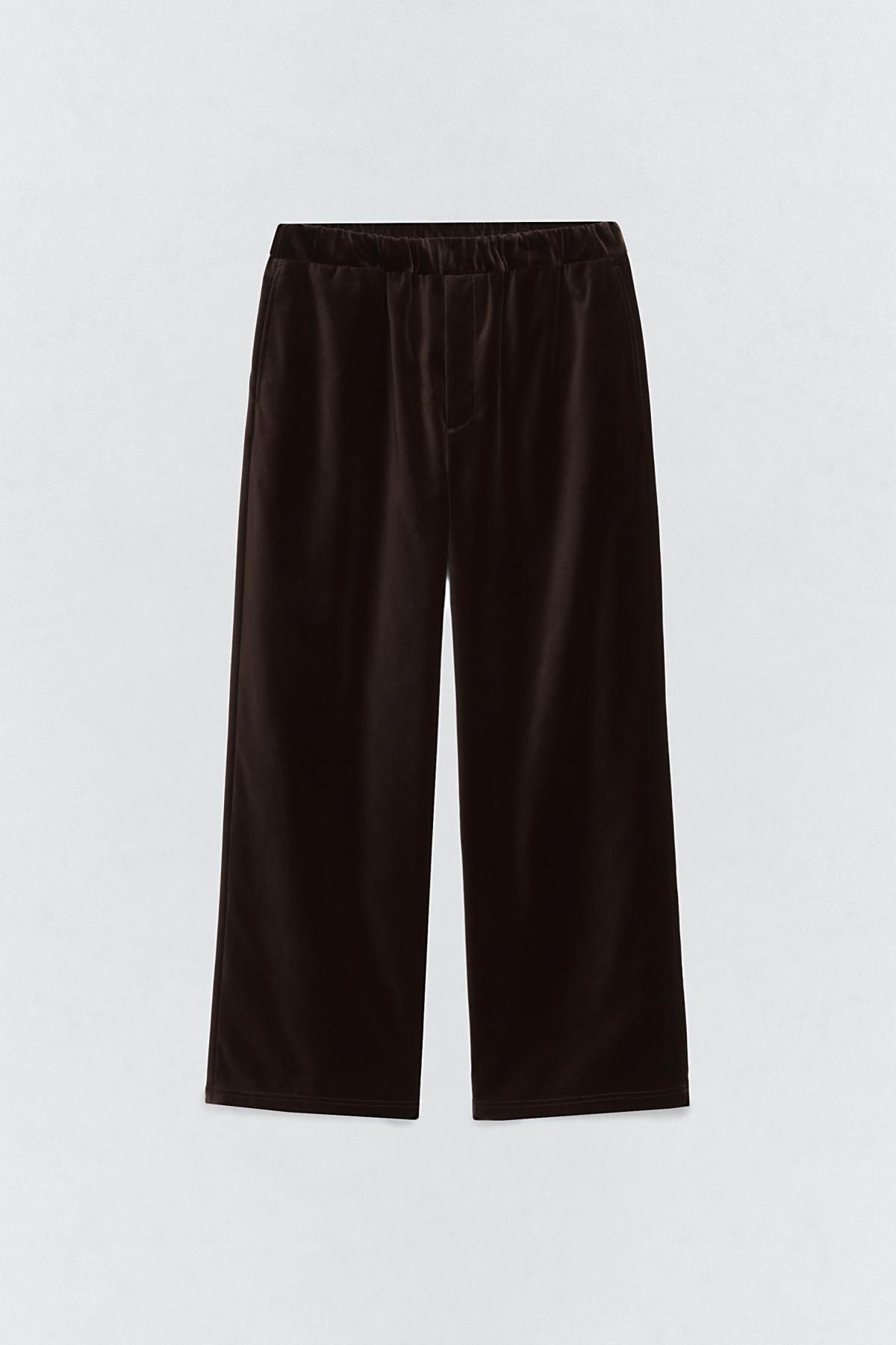 자라 벨벳 와이드핏 팬츠 X 소시오츠키 7380/651 BROWN - 상세 이미지 4