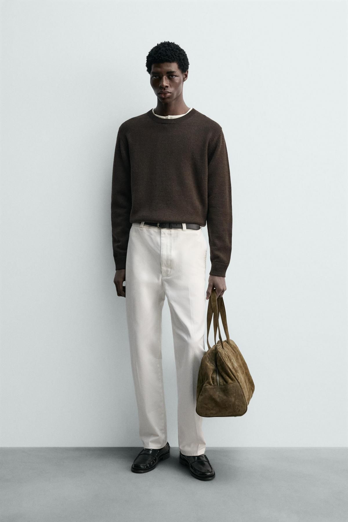 자라 울 테크니컬 라운드 니트 탑 9598/349 DARK BROWN - 상세 이미지 2