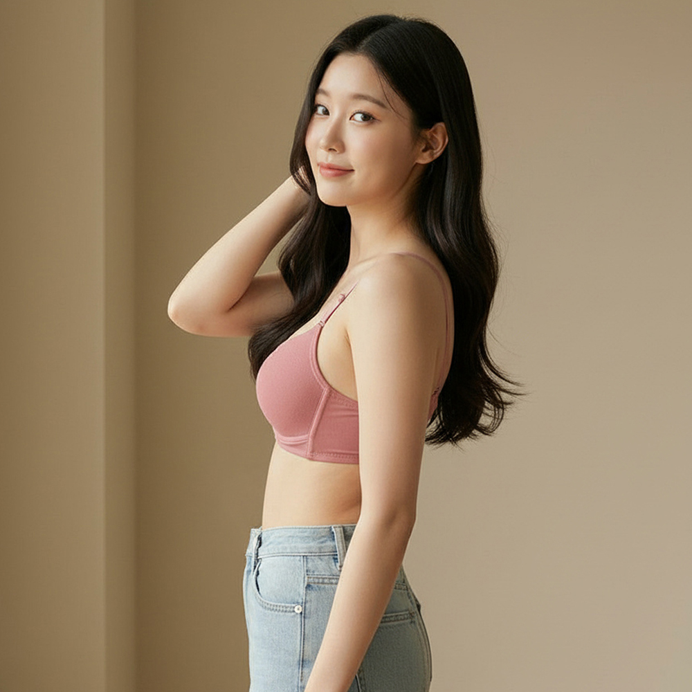 노와이어 초경량 풀컵 심리스브라 브래지어 처진가슴 편안한 패드일체형 순면 브라 - 상세 이미지 5