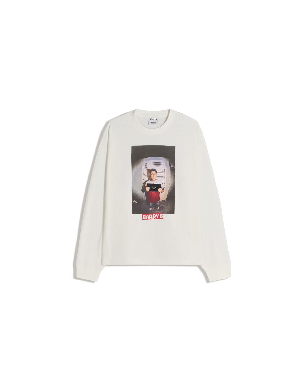 버쉬카 프린트 오버핏 긴소매 티셔츠 1000/160 OFF WHITE - 상품 이미지