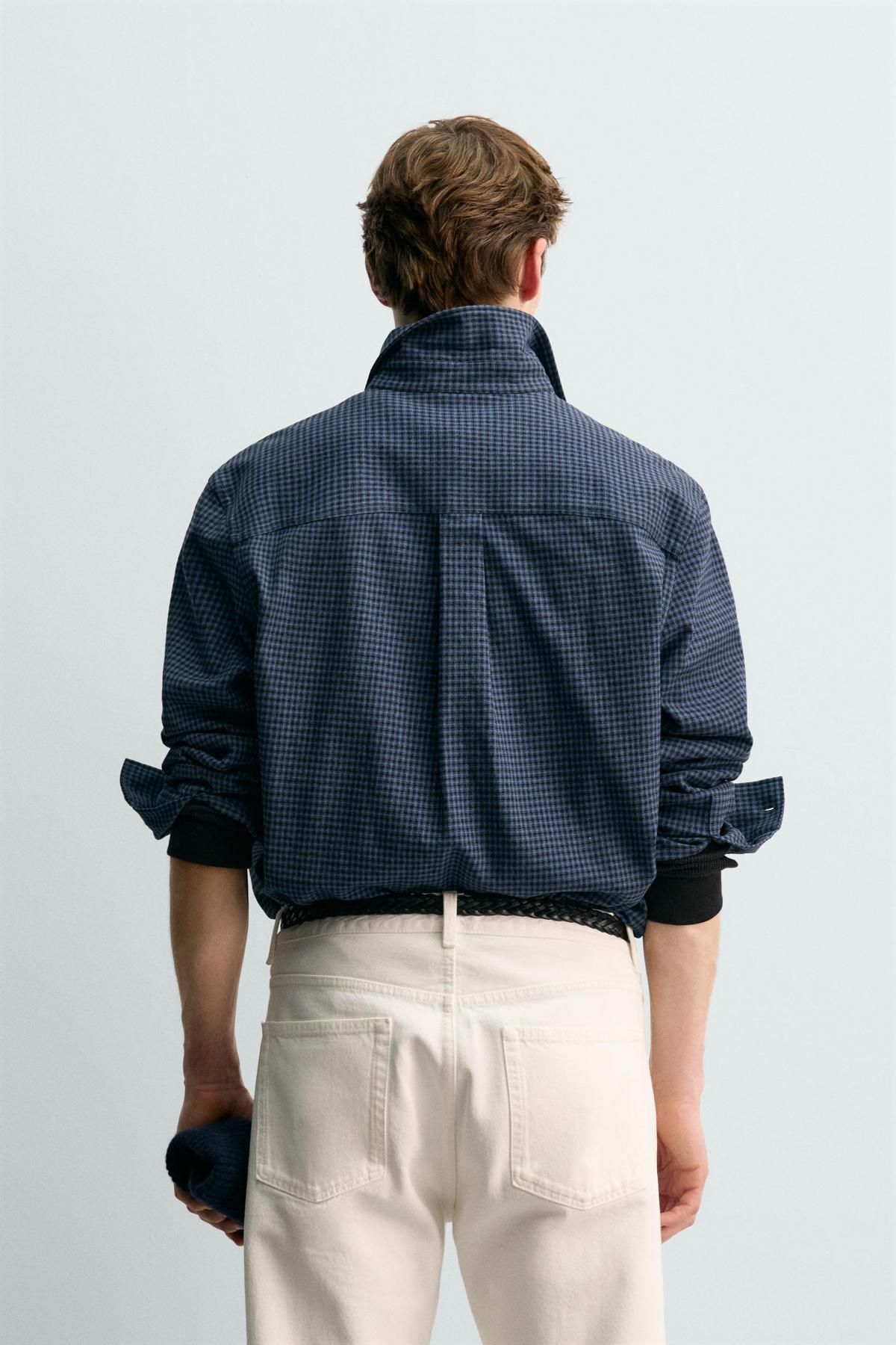 자라 체크 플란넬 릴랙스핏 셔츠 X 아론 레빈 5679/102 NAVY BLUE - 상세 이미지 4