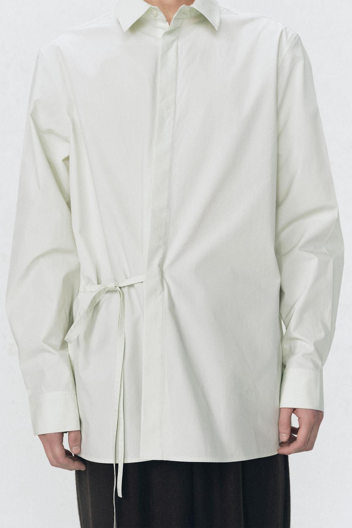 자라 코튼 오버핏 리본 긴팔 셔츠 X 소시오츠키 7380/661 LIGHT GREEN - 상세 이미지 3