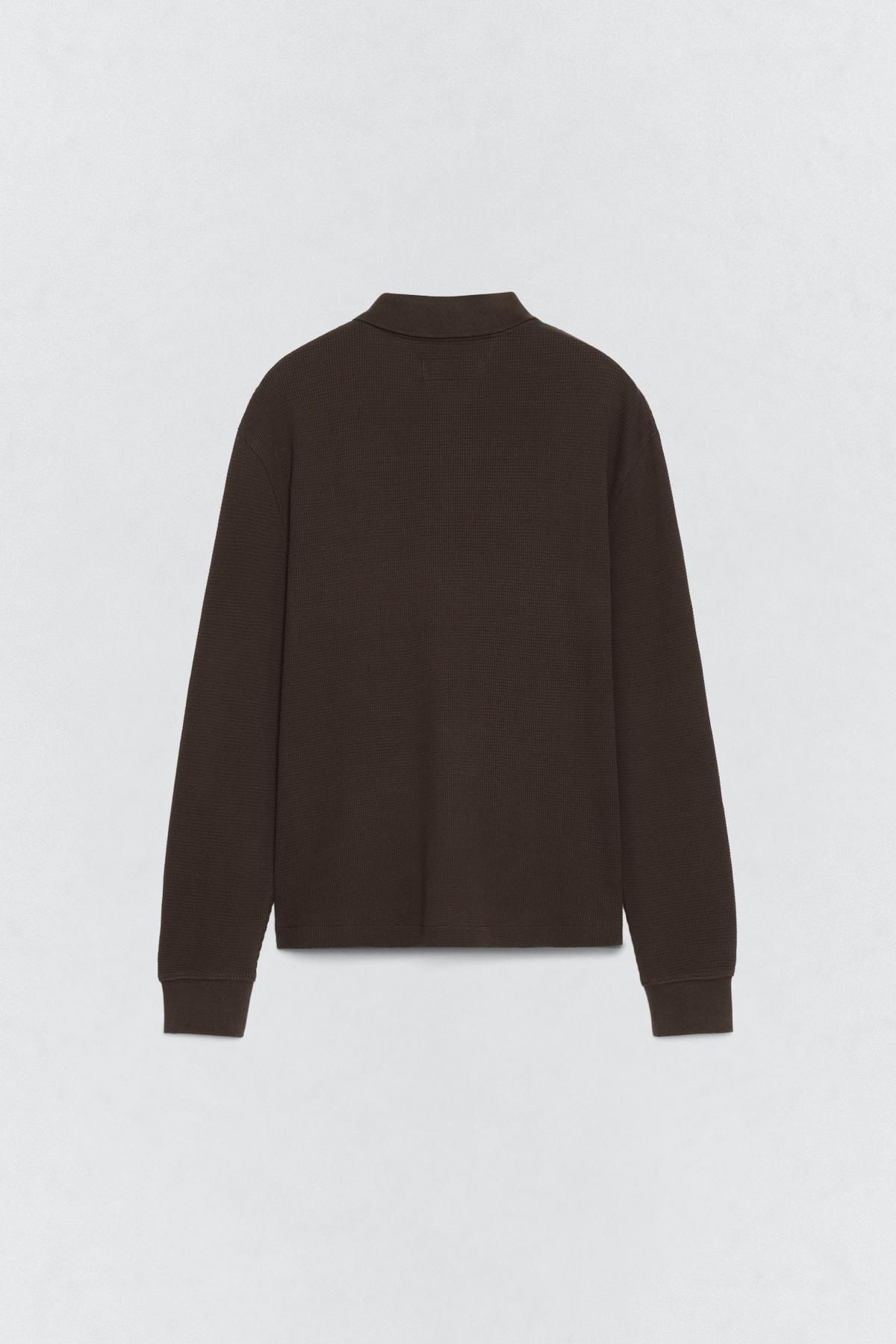 자라 브라운 와플니트 폴로 셔츠 X 소시오츠키 9240/313 BROWN - 상세 이미지 5