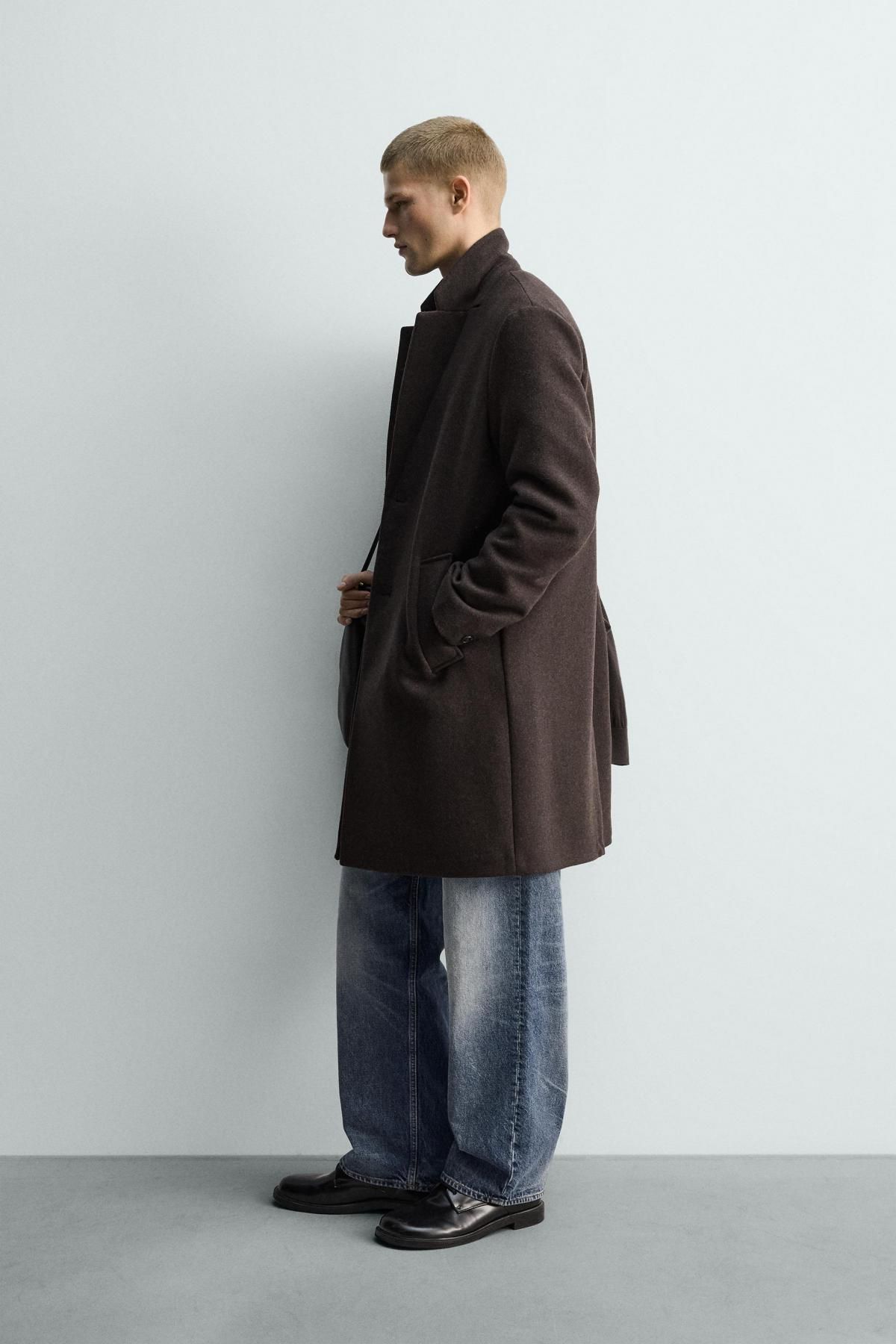 자라 울 블렌드 싱글 코트 레귤러핏 5070/100 BROWN - 상세 이미지 5