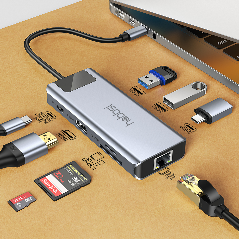 C타입허브 8in1 HDMI 미러링 맥북 삼성덱스 100W PD 멀티 허브 랜포트 - 상세 이미지 2