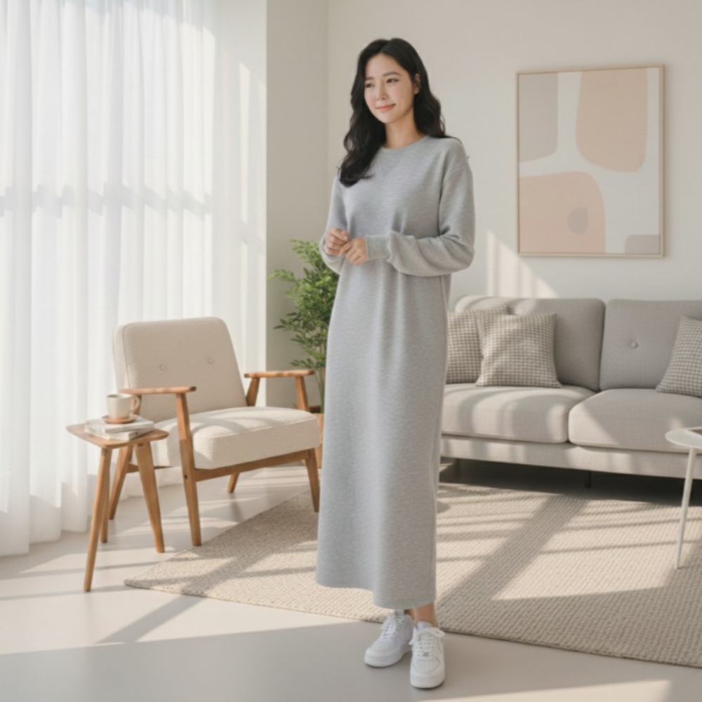 기모원피스 롱원피스 빅사이즈 겨울맨투맨 포켓