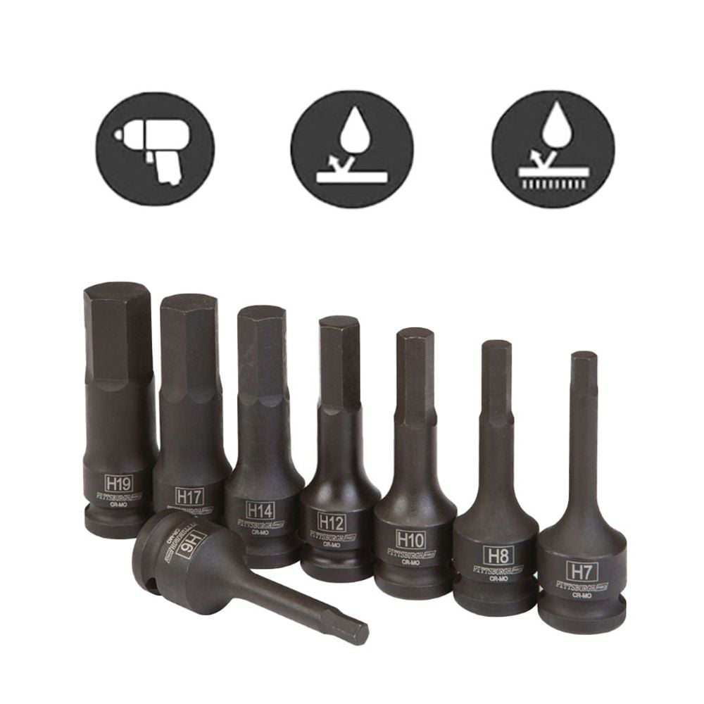임팩소켓렌치 롱타입 복스알 1/2 헥스 비트소켓 8PCS - 상품 이미지