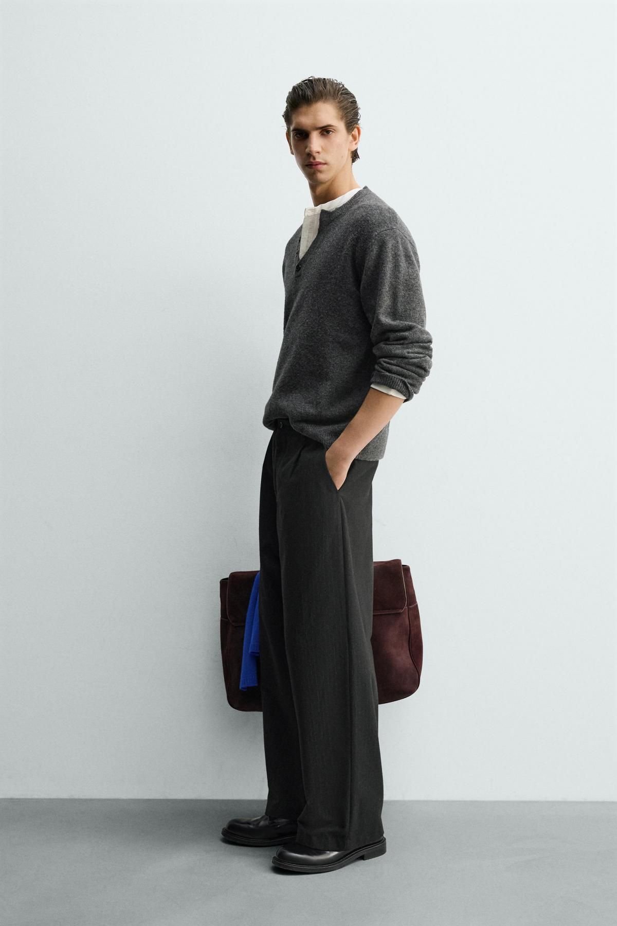 자라 핀스트라이프 플리츠 수트 팬츠 6984/363 DARK GREY - 상세 이미지 5