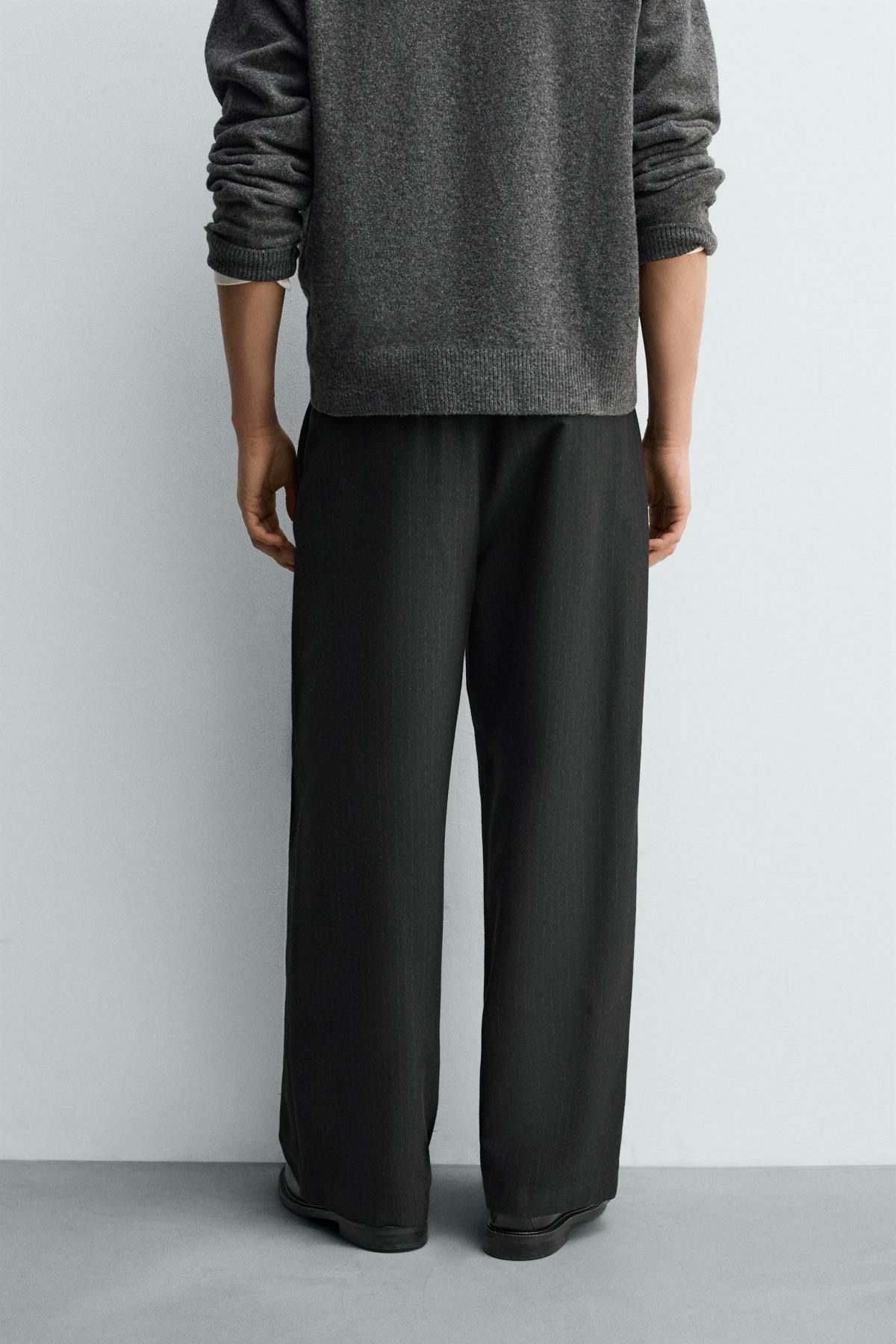 자라 핀스트라이프 플리츠 수트 팬츠 6984/363 DARK GREY - 상세 이미지 3