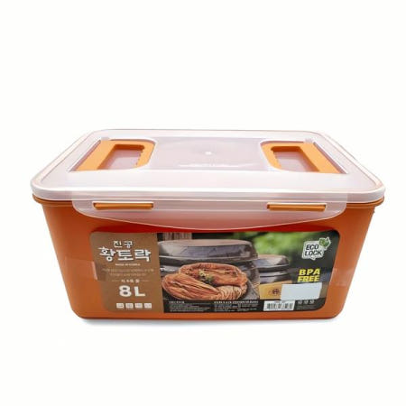 황토락 김치통 8L 밀폐 보관용기 김치냉장고 저장 용기 발효 통 보관 함 전자레인지 수락