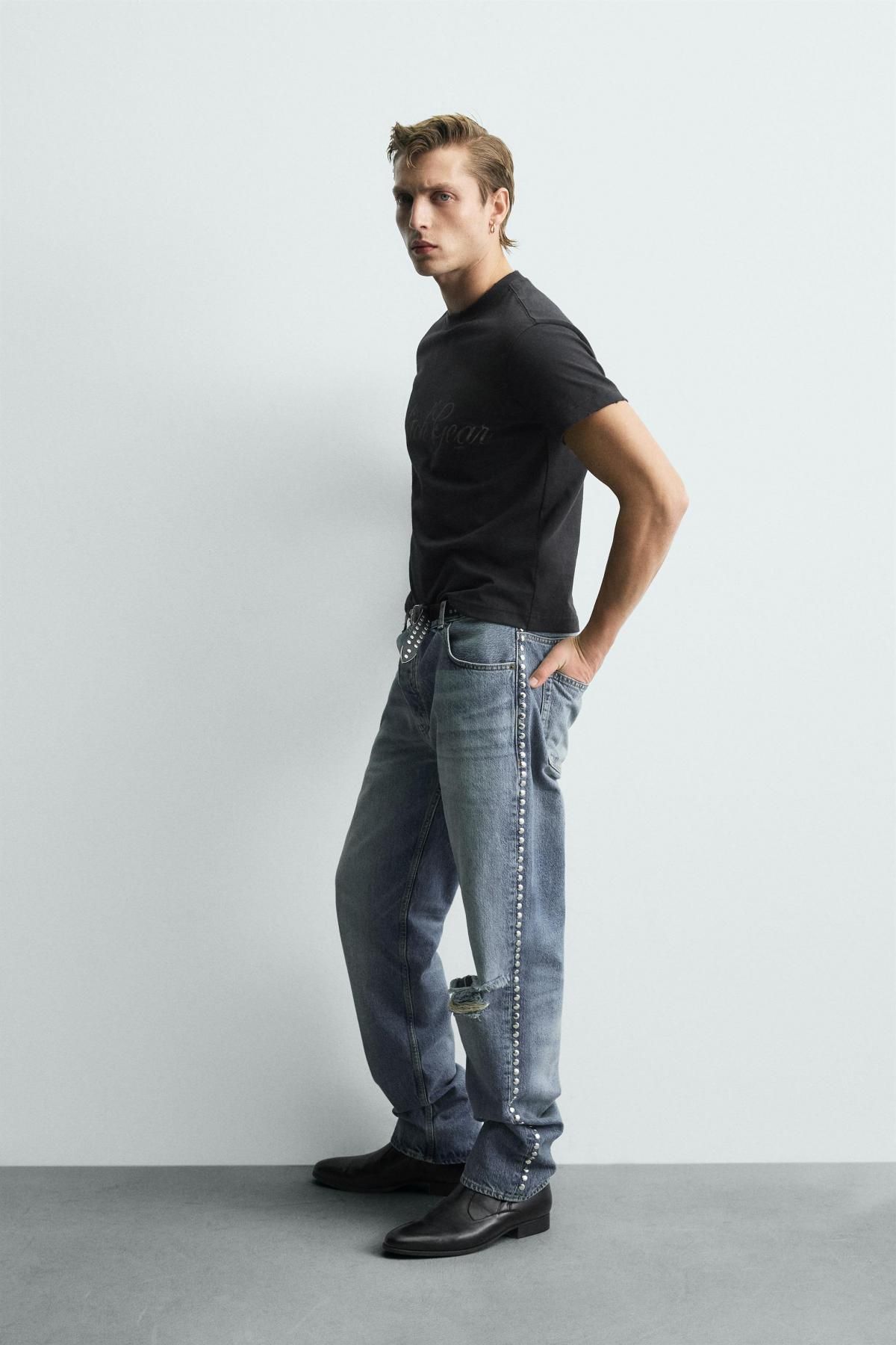 자라 워시드 슬로건 크롭핏 반팔 티셔츠 3665/404 ANTHRACITE GREY - 상세 이미지 5