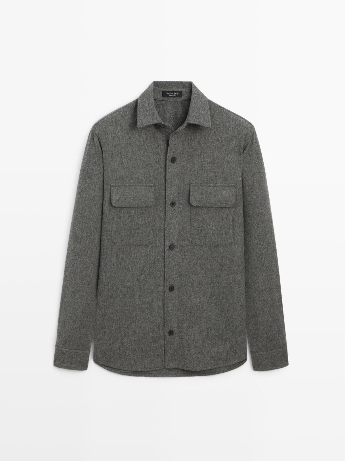 마시모두띠 테크니컬 울블렌드 오버셔츠 포켓 1920/260 GREY MARL - 상품 이미지