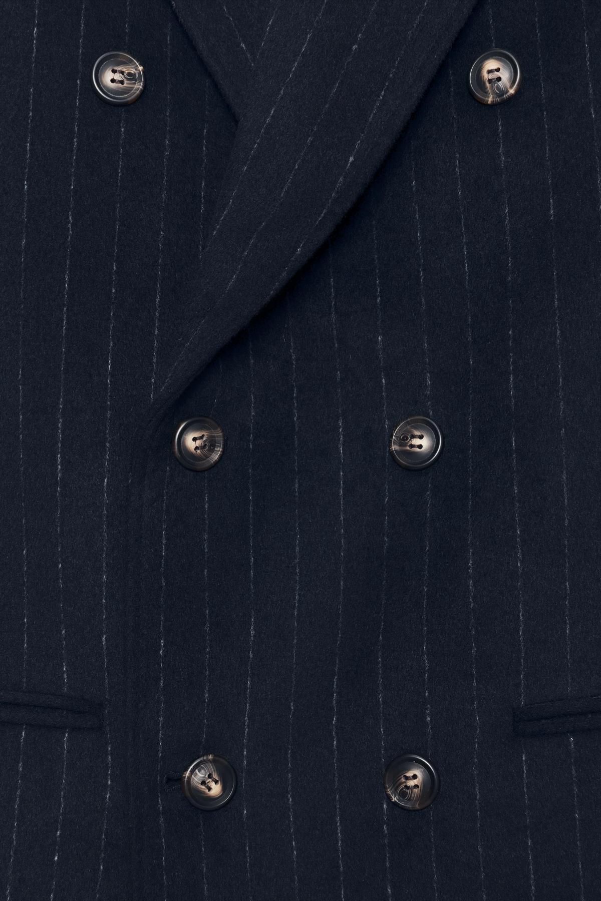 자라 핀스트라이프 더블 코트 X 소시오츠키 7380/652 NAVY BLUE 이미지 7