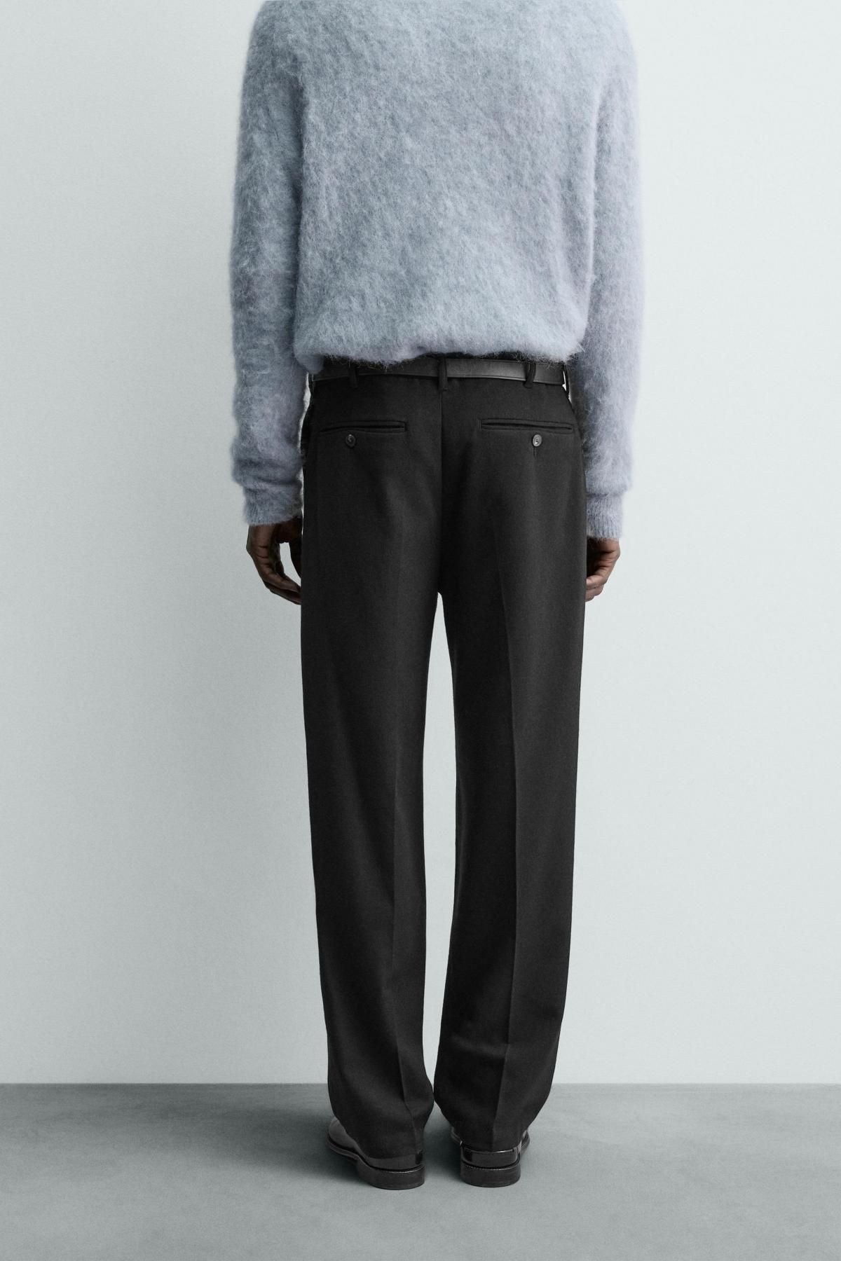 자라 테크니컬 플리츠 플란넬 팬츠 6668/159 BLACK - 상세 이미지 3