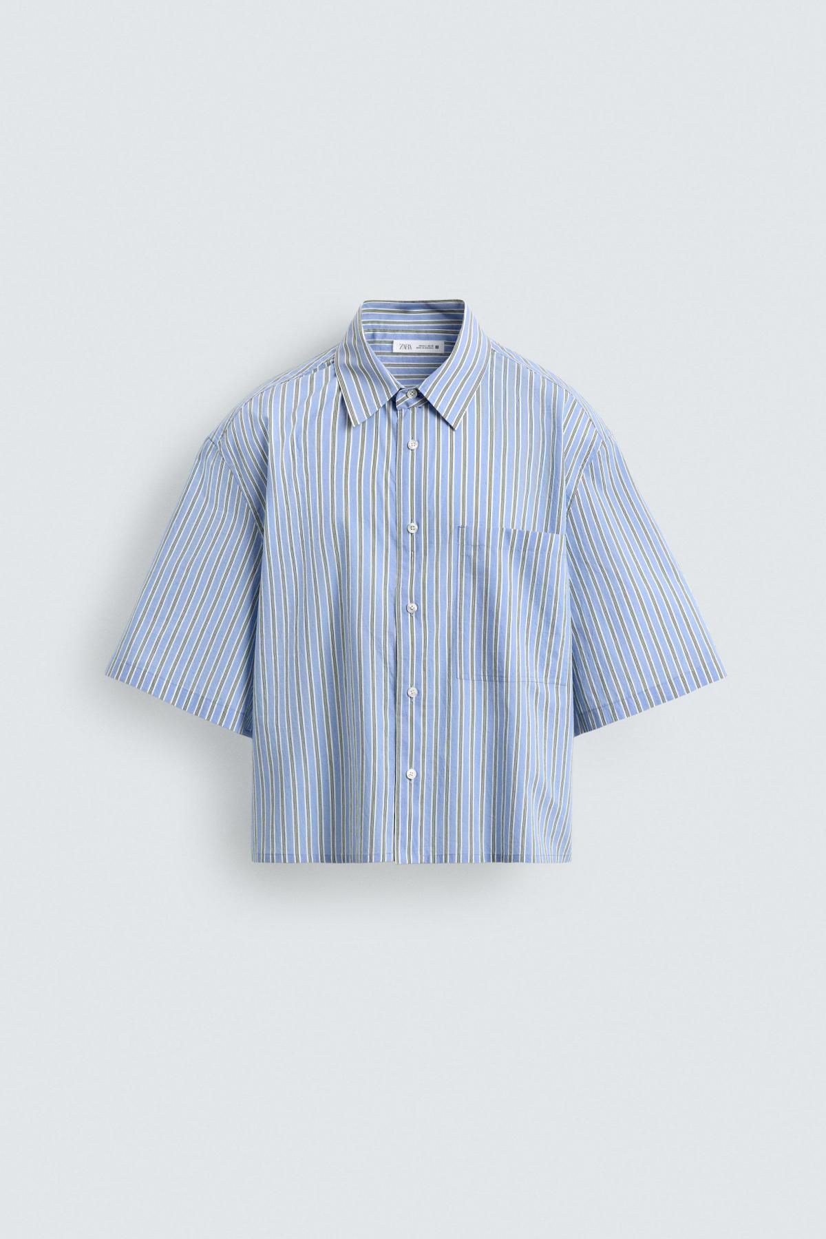 자라 테크니컬 스트라이프 반팔 셔츠 9610/371 BLUE - 메인 이미지