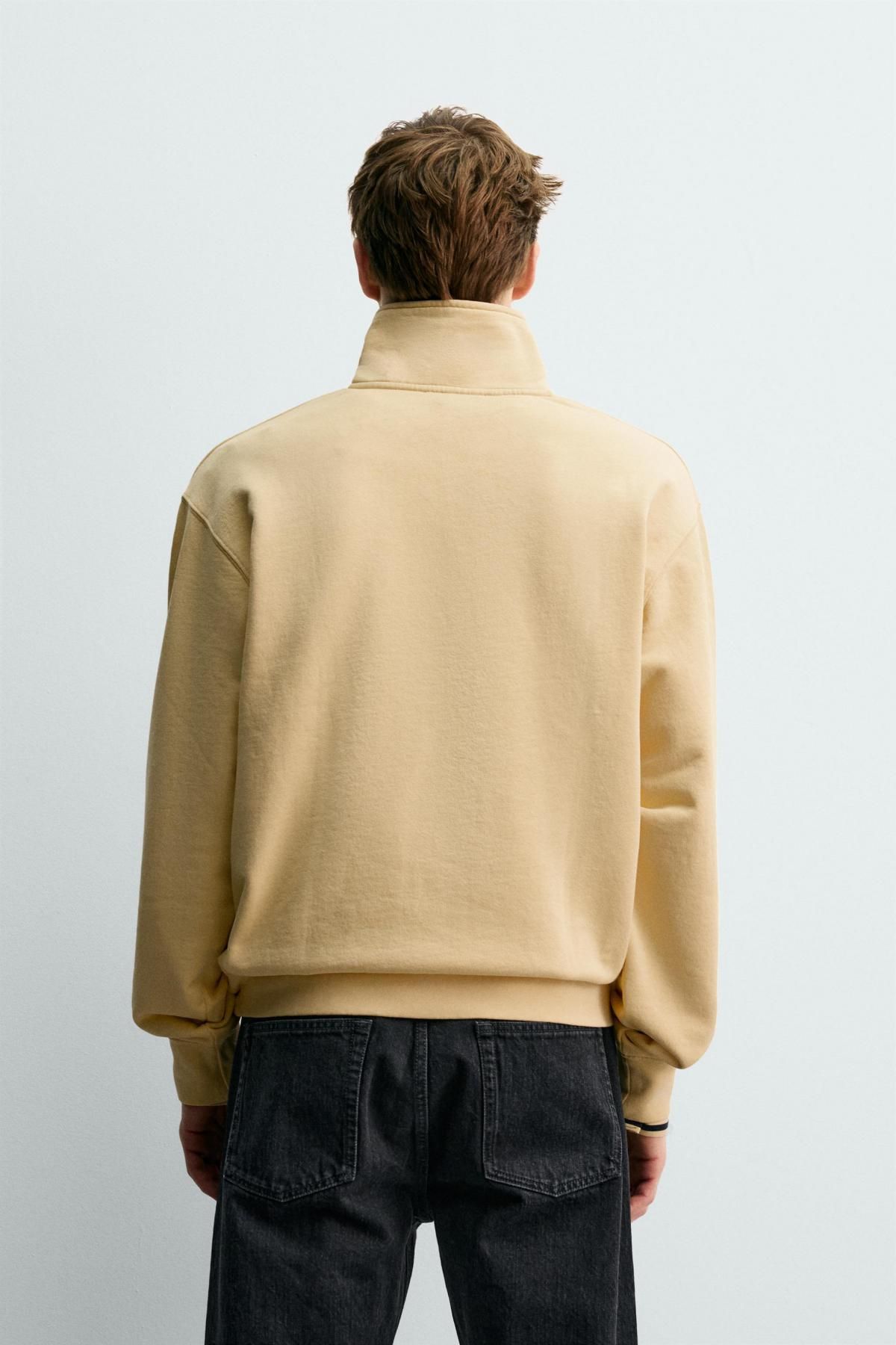 자라 지퍼넥 코튼 스웨트셔츠 X 아론 레빈 3443/374 YELLOW - 상세 이미지 4