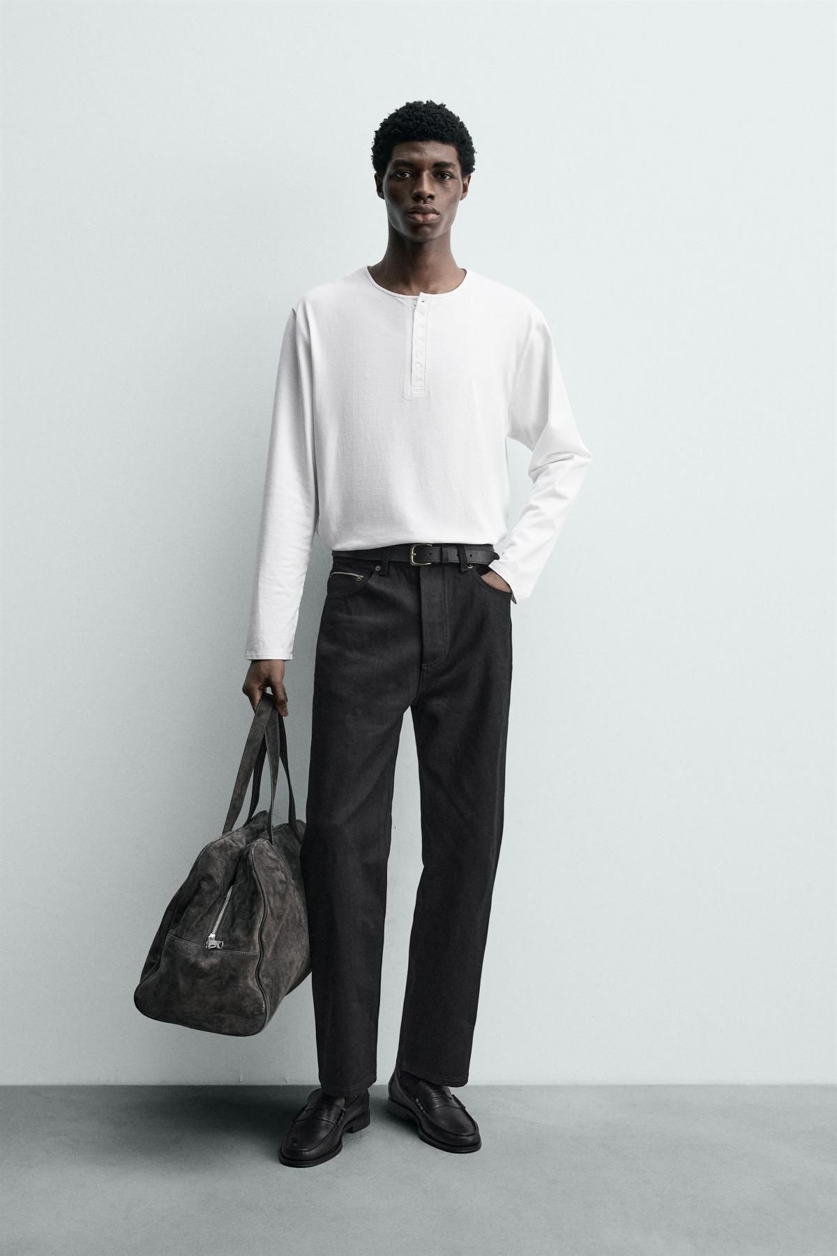 자라 코튼 실크 헨리넥 티셔츠 화이트 8054/340 OYSTER-WHITE - 상세 이미지 2