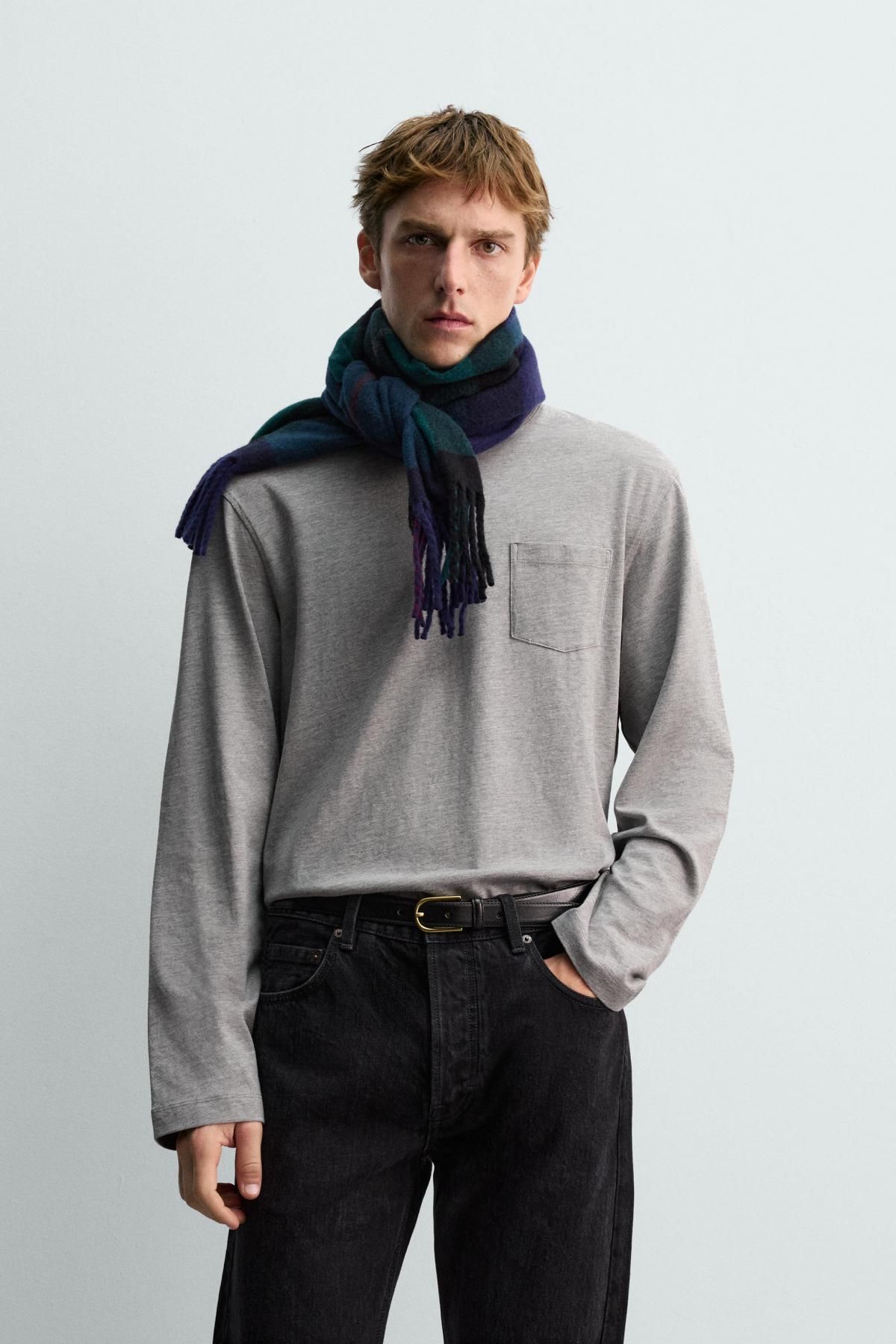 자라 테크니컬 코튼 포켓 티셔츠 X 아론 레빈 1887/369 GREY MARL - 상세 이미지 3