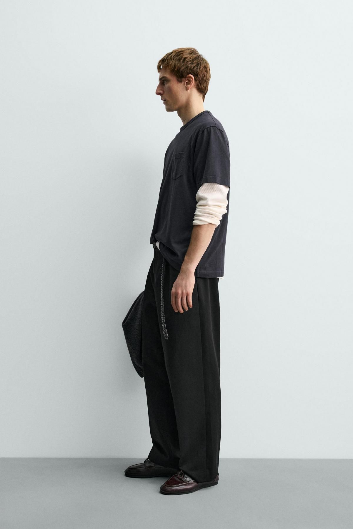 자라 베이직 포켓 반팔 티셔츠 X 아론 레빈 1887/383 NAVY BLUE - 상세 이미지 5