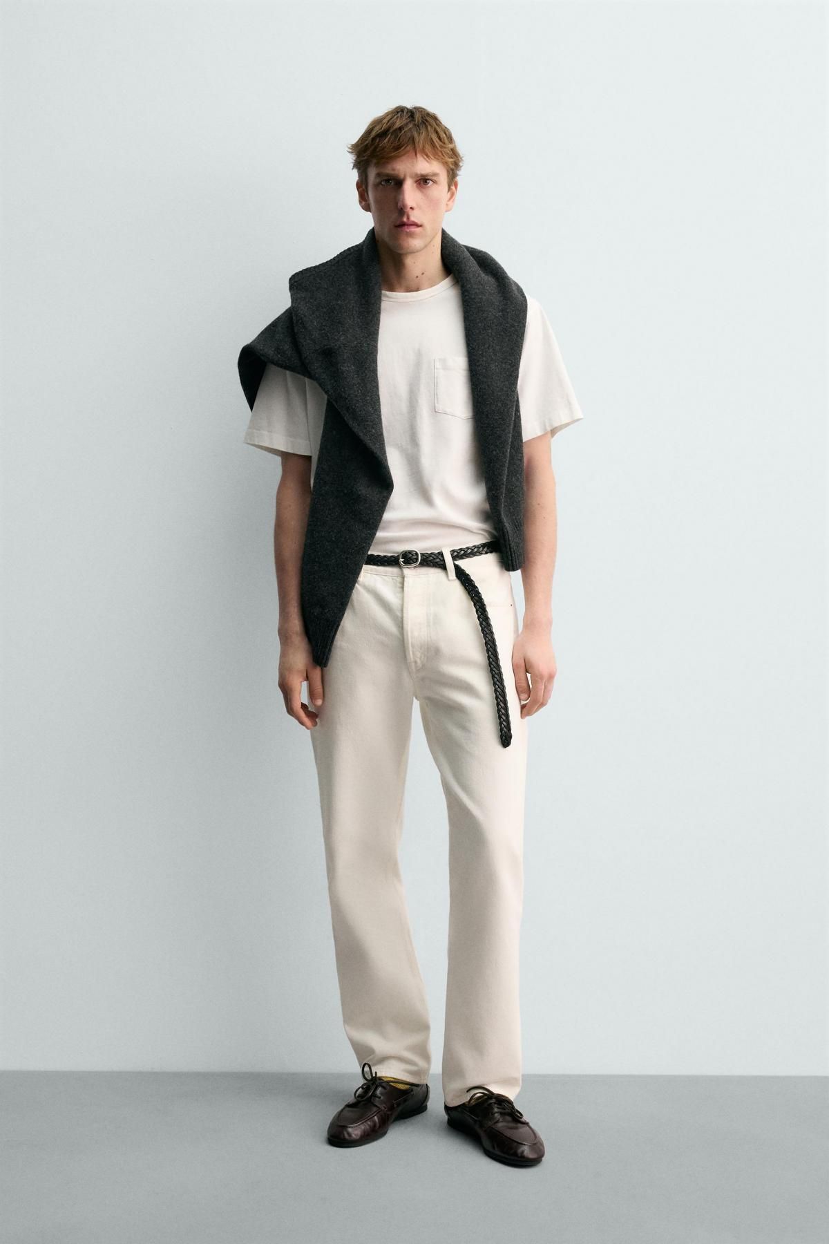자라 스트레이트핏 데님 코튼 진 X 아론 레빈 5585/480 WHITE - 상세 이미지 2