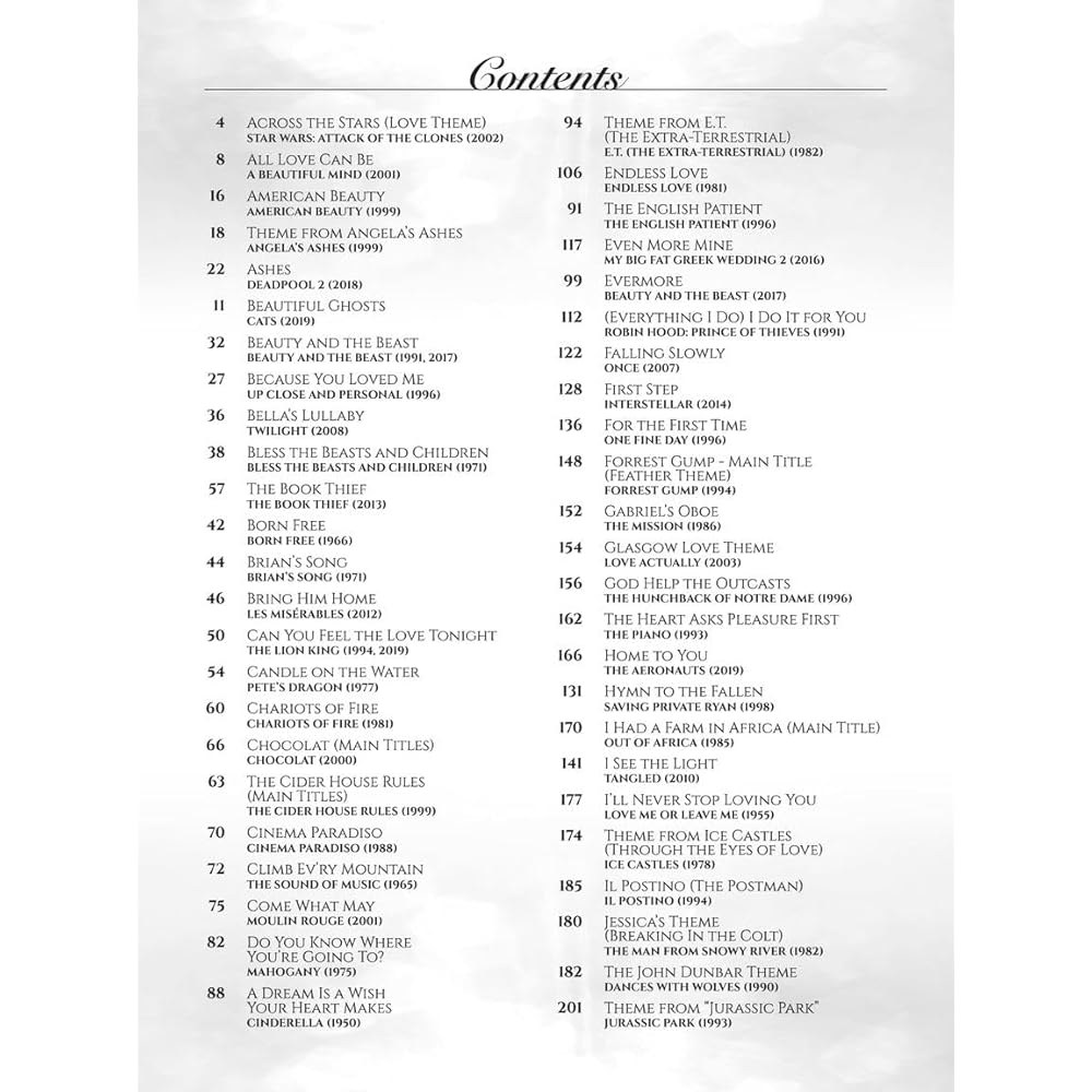 가장 아름다운 영화 100곡 | 피아노 / 보컬 기타 초급부터 고급 연주자를 위한 노래집 학생 연습 및 공연을 상징적인 음악 컬렉션이 포함된 악보집 - 상세 이미지 3
