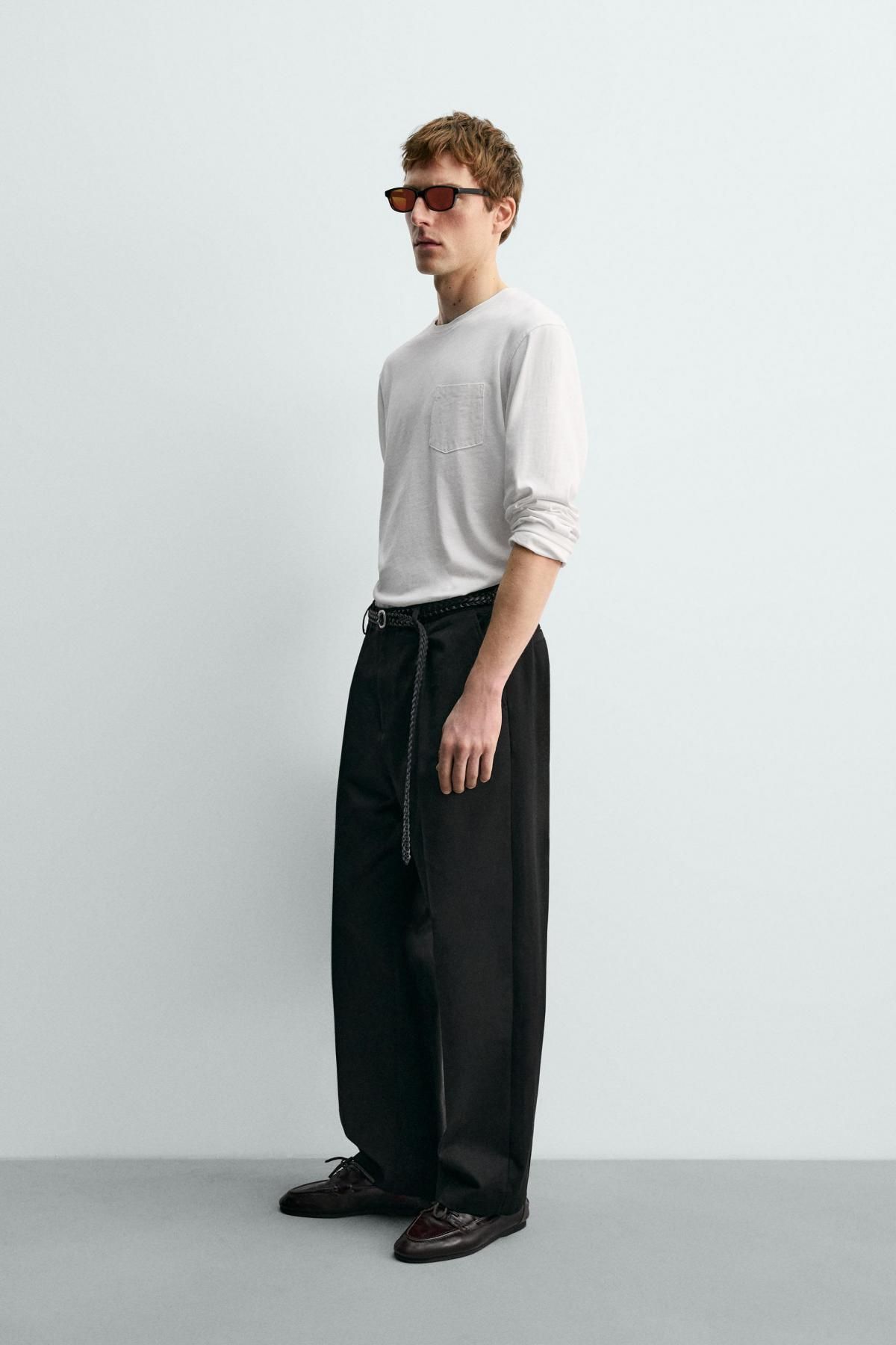 자라 코튼 포켓 긴팔 티셔츠 X 아론 레빈 1887/369 WHITE - 상세 이미지 5