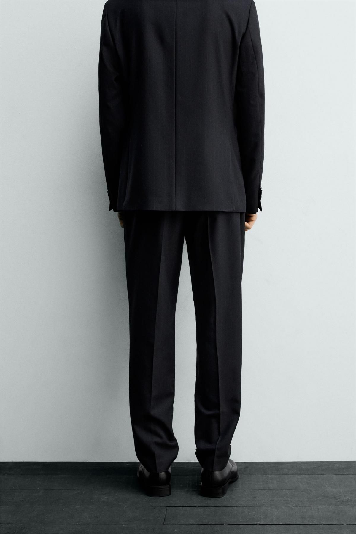 자라 핀스트라이프 울 레귤러핏 수트 팬츠 1564/105 NAVY BLUE - 상세 이미지 3
