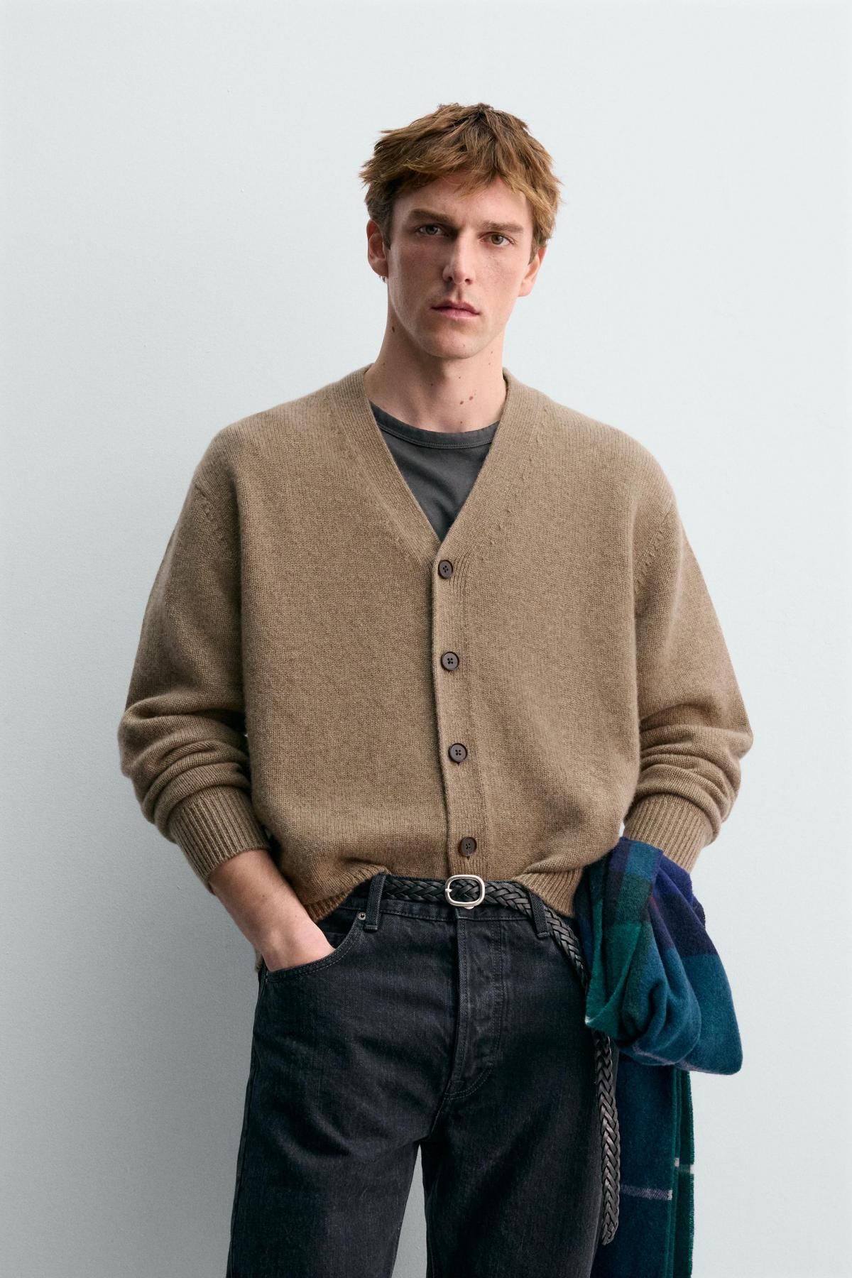 자라 울 캐시미어 가디건 X 아론 레빈 2893/380 BROWN / TAUPE - 상세 이미지 3