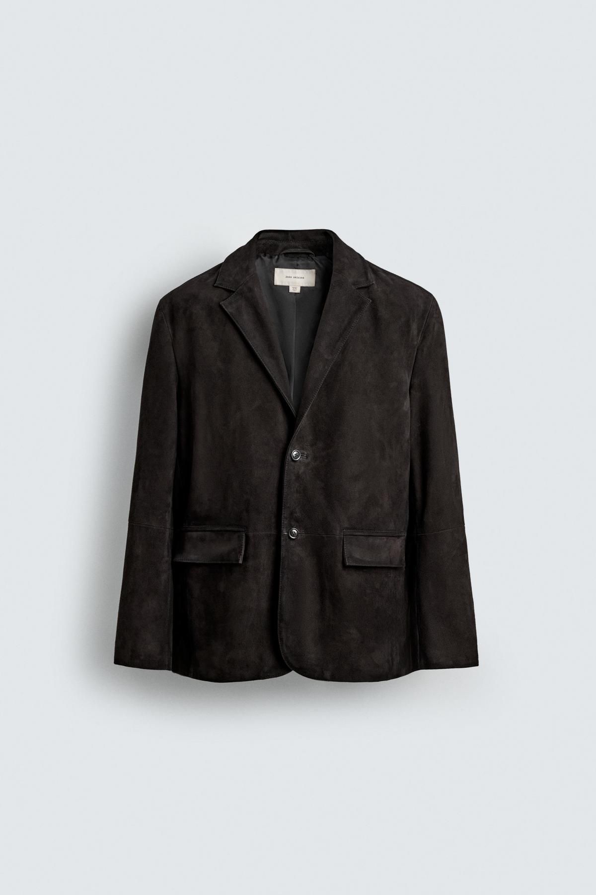 자라 스웨이드 레더 테일러드 블레이저 2521/224 DARK BROWN - 상품 이미지