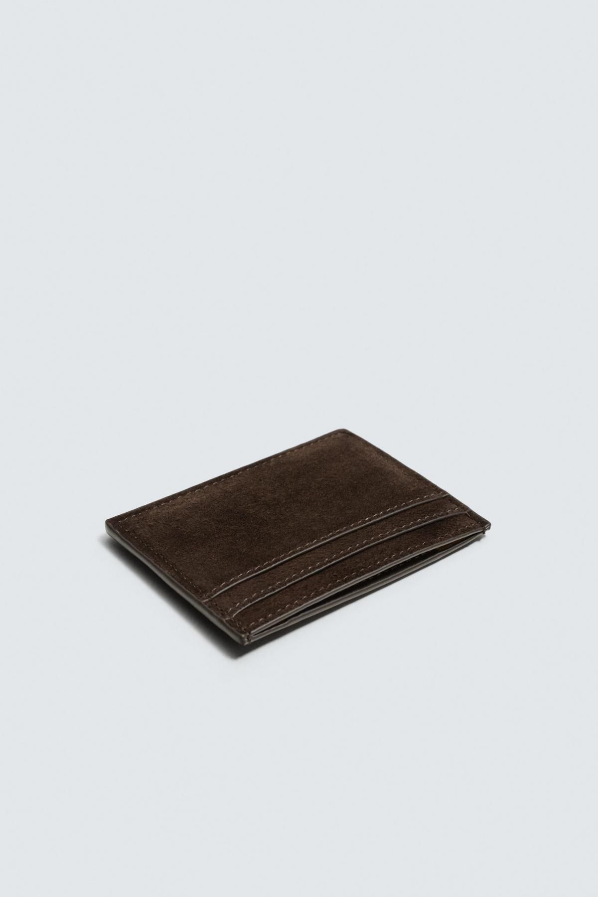 자라 프리미엄 레더 스웨이드 카드지갑 3803/720 BROWN - 상세 이미지 2