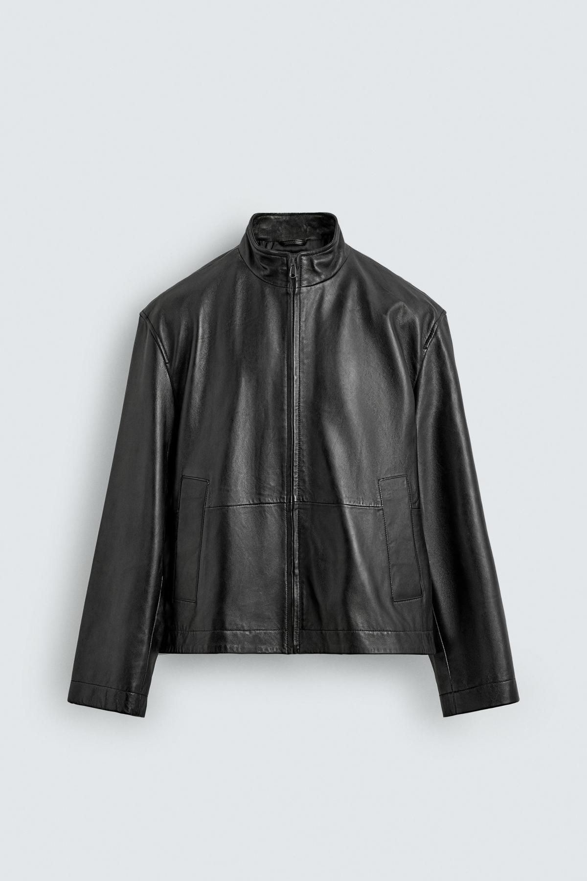 자라 테크니컬 릴렉스핏 레더 재킷 블랙 5388/750 BLACK - 메인 이미지