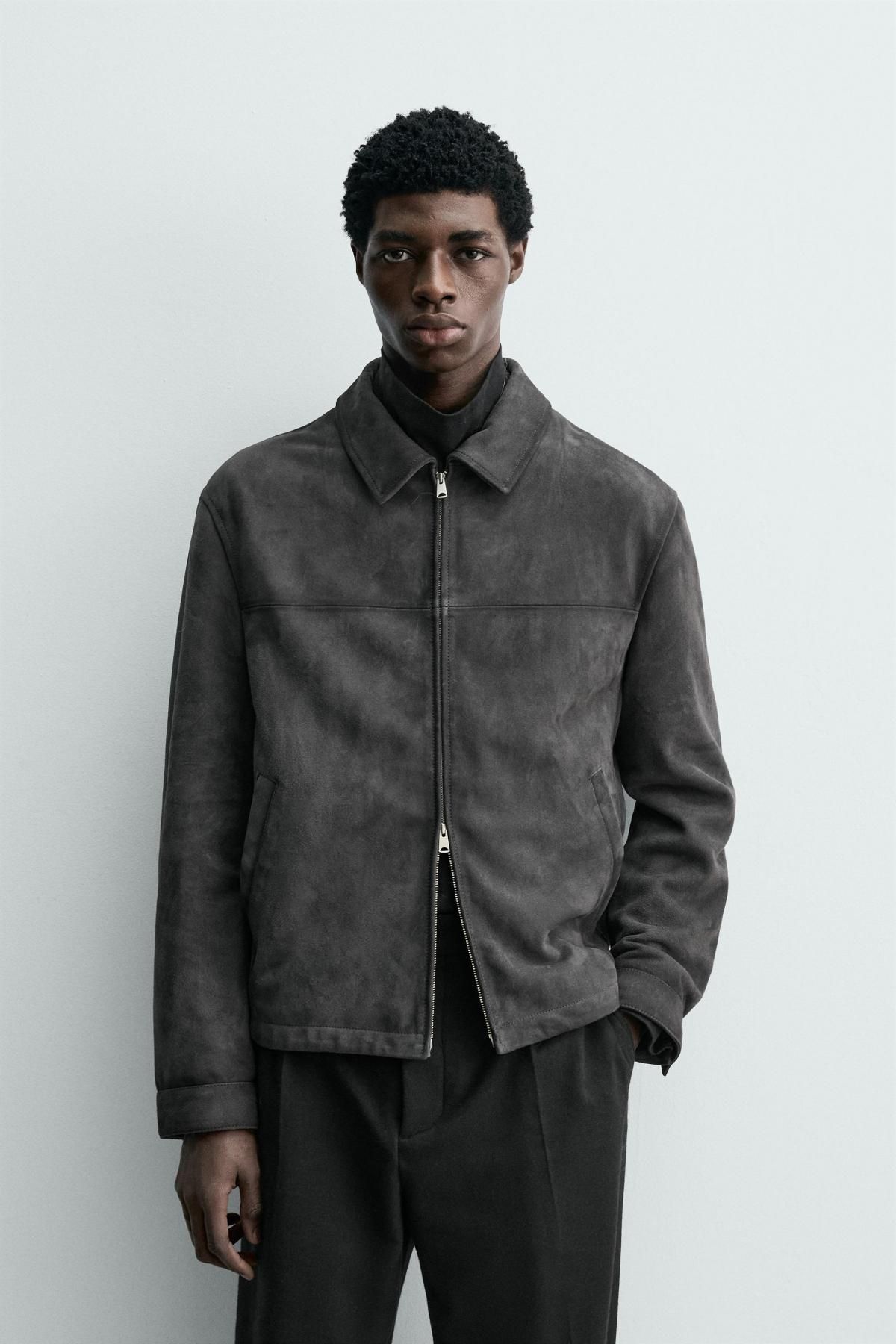 자라 스웨이드 레더 레귤러핏 재킷 2521/225 ANTHRACITE GREY - 상세 이미지 3