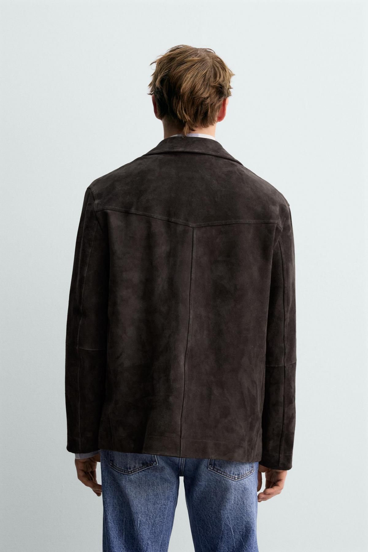 자라 스웨이드 레더 오버셔츠 X 아론 레빈 5127/200 DARK BROWN - 상세 이미지 4
