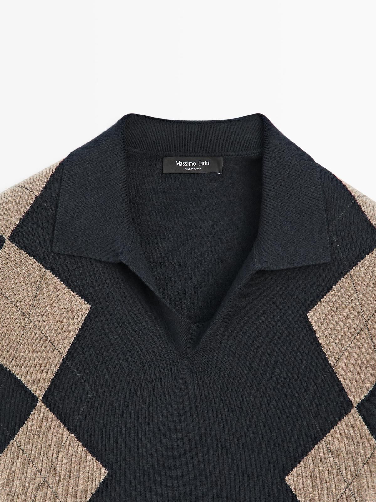 마시모두띠 아가일 울블렌드 폴로 니트 스웨터 1174/218 NAVY BLUE 이미지 8