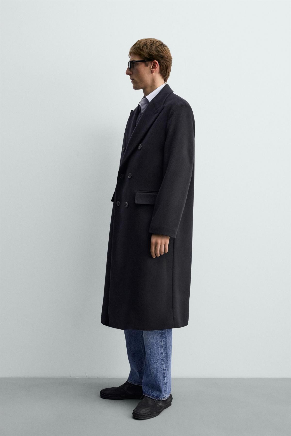 자라 울 혼방 더블 코트 X 아론 레빈 4116/890 BLUE - 상세 이미지 5