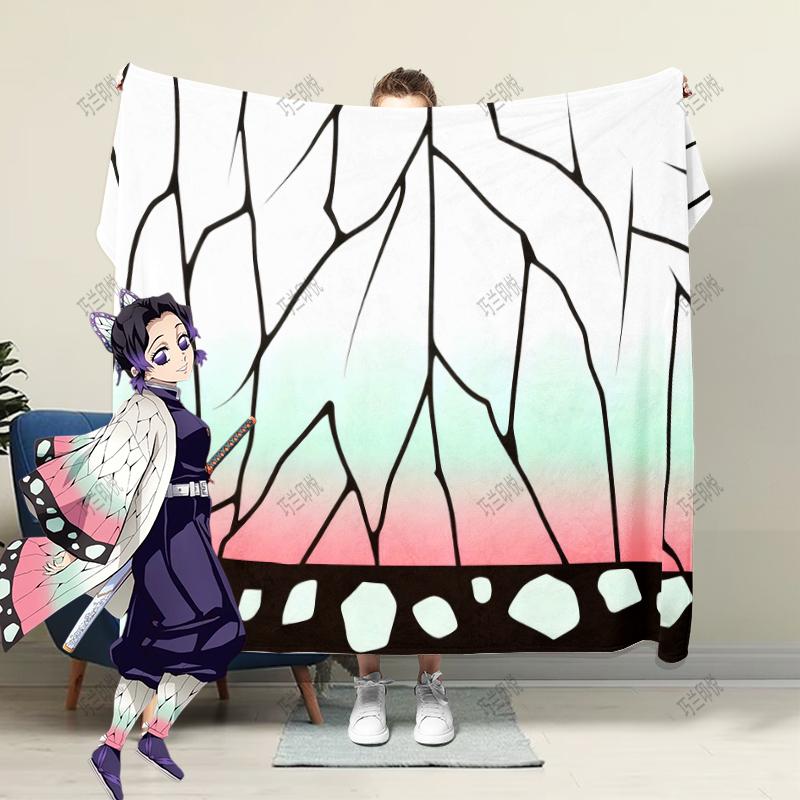 귀멸의 칼날 담요 플란넬 낮잠 무릎담요 싱글 더블 사계절 침실 거실 사무실 캠핑 야외 QLMT-130-1 80cmx120cm 무릎덮개담요 - 상품 이미지