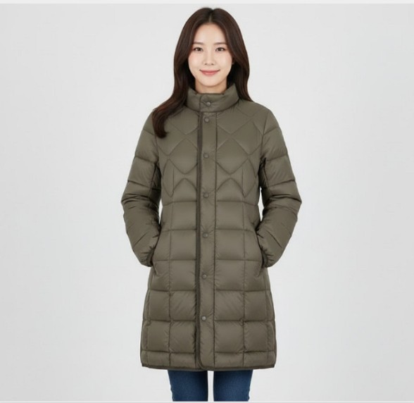 밀레 아웃도어 여성 겨울 세련된 퀄팅형 구스다운 롱다운 롱패딩 점퍼 - 상품 이미지