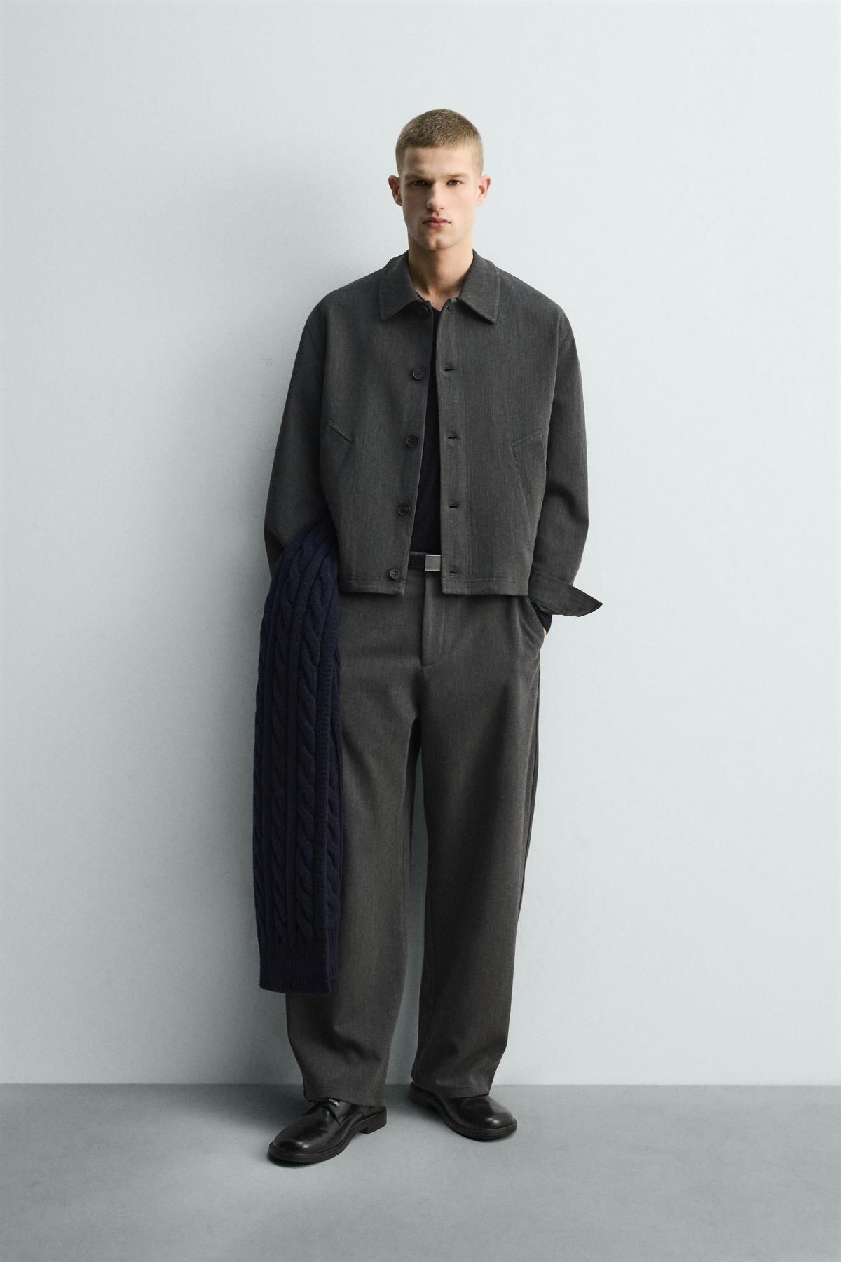 자라 테크니컬 텍스처 크롭 오버셔츠 6861/901 DARK GREY - 상세 이미지 2